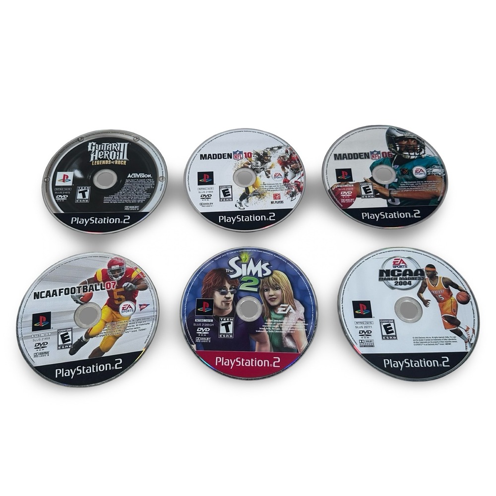Sony PlayStation‎ 2 PS2 Game Lot Madden NFL NCAA Football Sims 2 Guitar Hero III